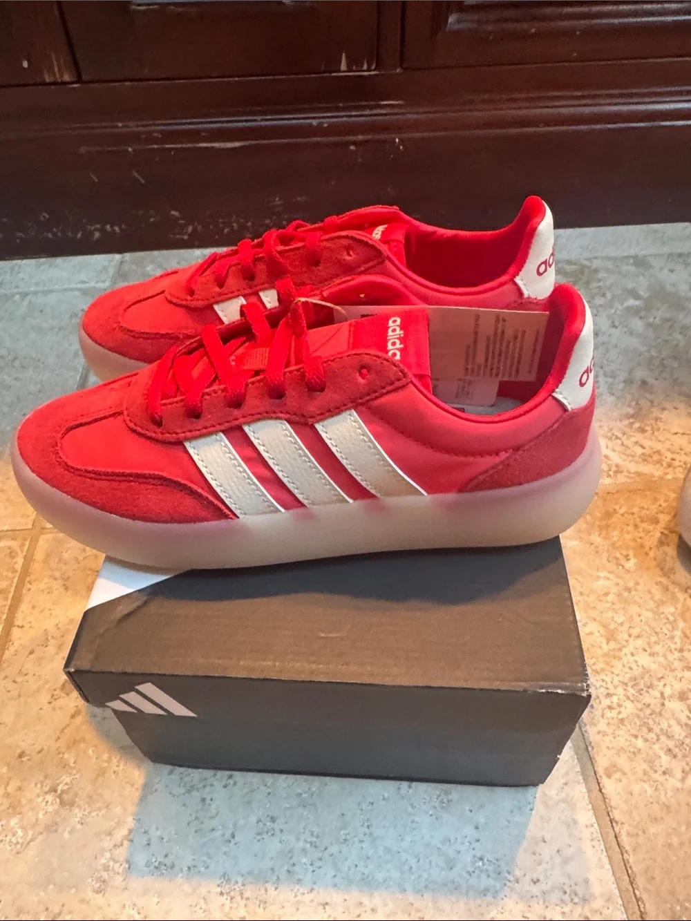 adidas Kids Red & White Platform Sneakers